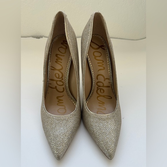 Sam Edelman Shoes - Sam Edelman Glitter Pointed Toe Pumps in Champagne